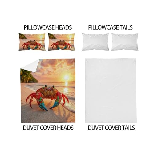 Housse de couette crabe 200x200 cm en microfibre avec zip - 4