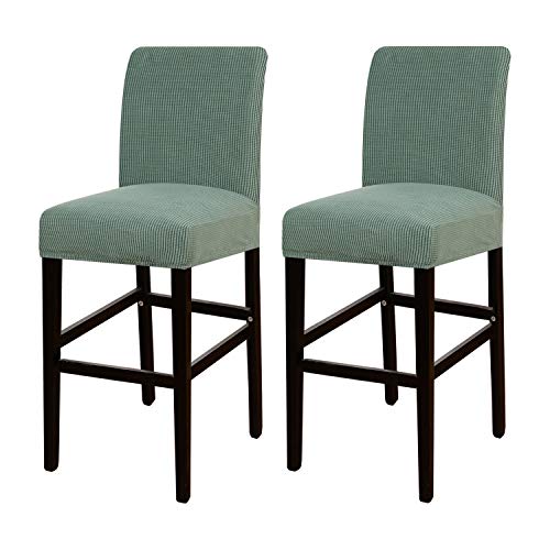 Turquoize Stretch Bar Stool Cover Counter Stool Pub Chair Slipcover for Dining Room Cafe Barstool Slipcover Removable Furniture Chair Seat Cover Jacquard Fabric With Elastic Bottom Set of 2, Dark Cyan