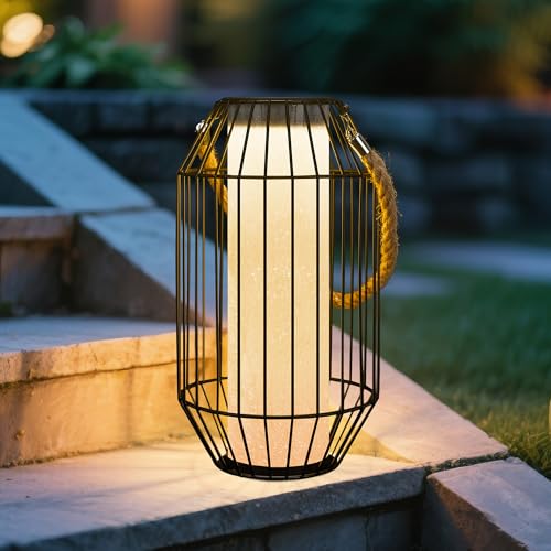 Lanterne solaire d'extérieur suspendue pearlstar en métal étanche pour terrasse