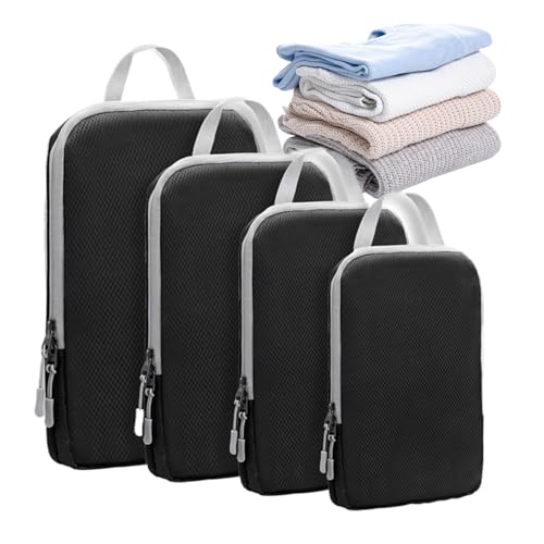 de embalaje de compresión de viaje, 4 de embalaje para compresión de viaje, bolsas reutilizables al vacío para maleta, senderismo, avión, camping, vuelo