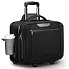 Ytonet Rolling Laptop Bag, Rolling Briefcase for Men Women with Cup Holder, 17.3'' Carry On Water Resistant Laptop Bag with Wheels, Overnight Roller Computer Bag for Work Travel Business College