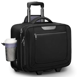 Ytonet Rolling Laptop Bag, Rolling Briefcase for Men Women with Cup Holder, 17.3'' Carry On Water Resistant Laptop Bag with Wheels, Overnight Roller Computer Bag for Work Travel Business College
