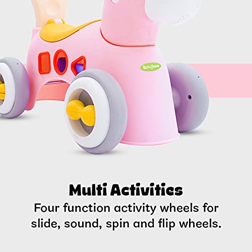 Image of BAYBEE Giraffe Horse Rider for Kids, Ride-On Kids Car with Shape Sorting Activity Kids Toys & Storage | Push Car Rider with Smooth Wheels Baby Car Suitable for 1-3 Years Boys Girls (Pink)