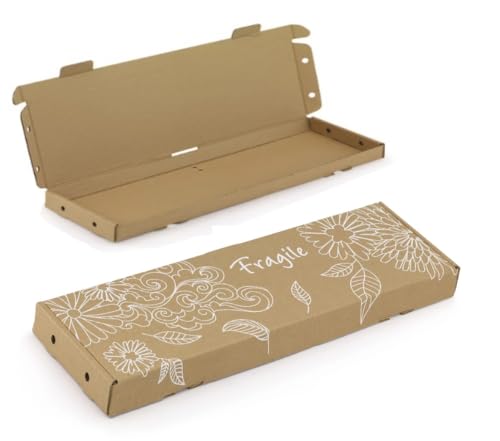 Letterbox Flowers Empty Flower Gift Box Holder Long Kraft Brown Postal Shipping Box, Side Air Vents for Fresh Flower Delivery (5)