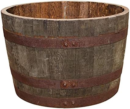 Temesso Maceta de Madera, Medio Barril macetero para jardín, Media barrica decoración – Medio Barril de Whisky – Madera Natural (con Orificios para el Drenaje del Agua) Temesso Maceta de Madera, Medio Barril macetero para jardín, Media barrica decoración – Medio Barril de Whisky – Madera Natural (con Orificios para el Drenaje del Agua)