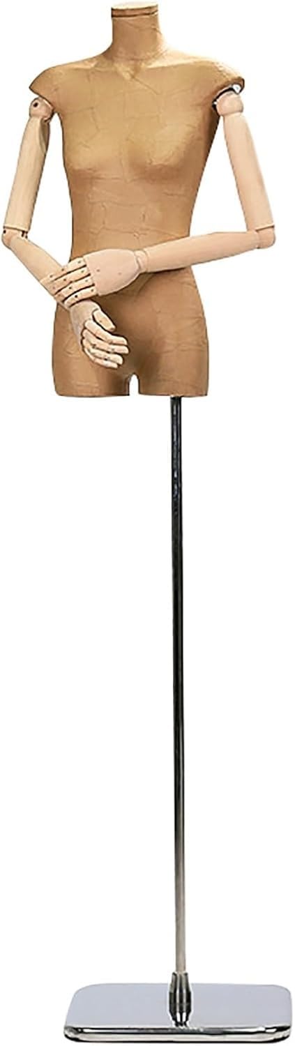 CONGRUI Clothing Mannequin, Retro Body Dress Form, Female Manikin Torso with Stand, for Window Display and Fashion Boutique(Silver)