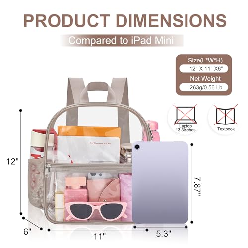 Image of Oraben Clear Backpack for Stadium Events Clear Bag Small Stadium Backpack Waterproof 12x6x12 for Women Men Adult Concert Sports