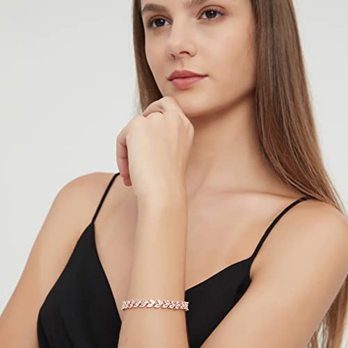 Tengtengfit Rose Gold Tennis Bracelet For Women Wedding Bracelets For Brides Classic Adjustable Cubic Zircon Fashion Jewelry Gifts For Teen Girls Girlfriends #TOP3