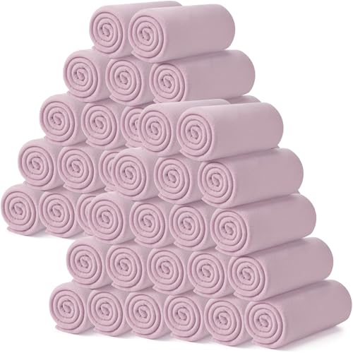Kinlop 40 Packs Throw Blanket Bulk 60 x 50 Inch Fleece Throw Soft Blankets Warm Cozy Lightweight Plush Blanket for Bed Couch Sofa Pet Office Wedding Gifts Travel Camping (Taro Purple)