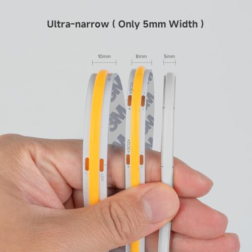 Image of BTF-LIGHTING FCOB COB LED Strip Orange Color 5mm Width UL Listed Super Narrow Flexible Uniform Light DC12V 16.4FT CRI 90+ Dimmable LED Ribbon for Bedroom Home Indoor Decor(No Adapter or Controller)