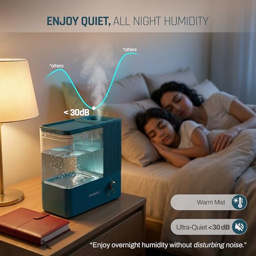 Image of Domestica AeroMist Humidifier for Room Moisture | Ultrasonic Warm Mist with 4L Tank | Up to 32H Runtime | Aroma Diffuser with Aroma Pan | LED Night Light, 2-Level Mist Control | Easy Top-Fill & Quiet