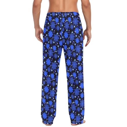 Mens Cotton Pajama Pants Sleep Lounge Pj Bottoms Sleepwear with Pockets Drawstring S Snowflakes Bubbles Glitter3