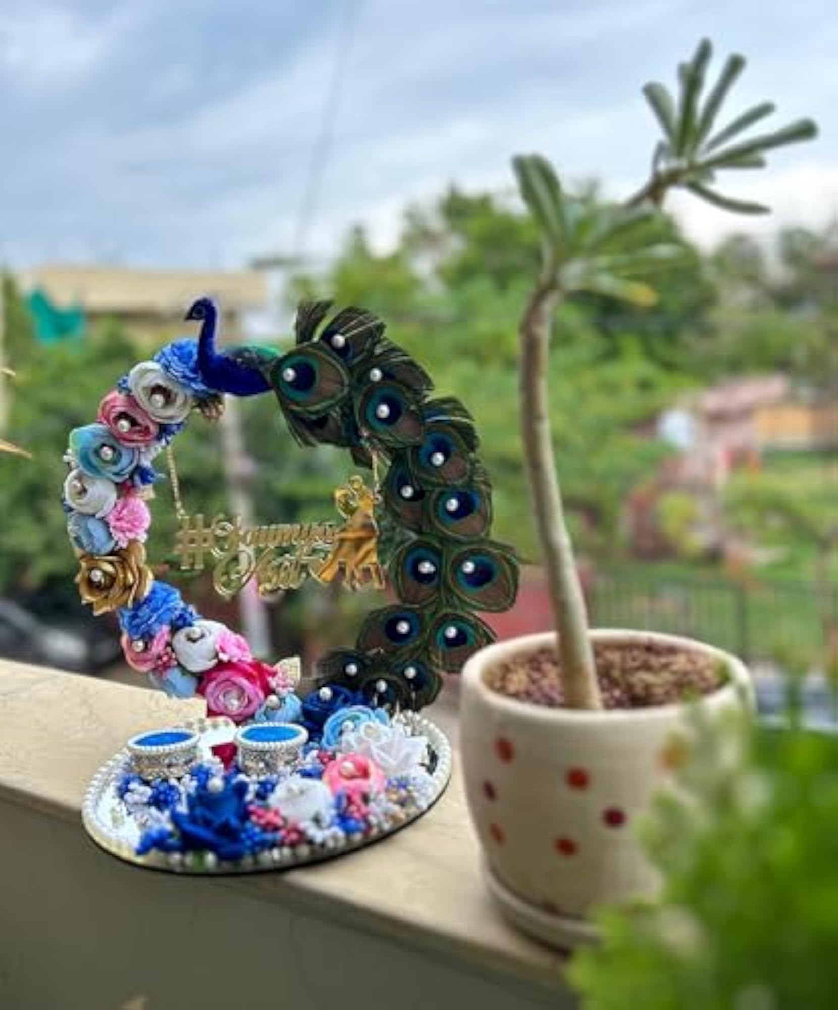 Peacock Design Engagement Ring Platter