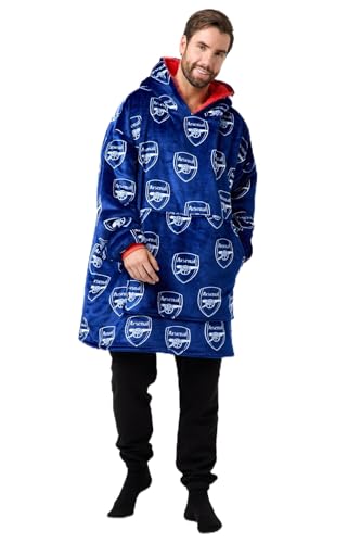Image of Official Licensed Arsenal Football Hooded Blanket for Kids L (9-13 Years) – Oversized Wearable Blanket Hoodie, Ultra Soft Borg Lined, Official Fan Design, Warm Fleece Snuggle Hoodie with Pocket