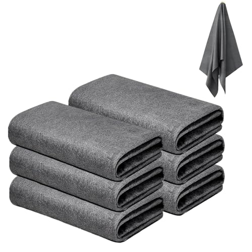 flintronic Paño de Limpieza Mágico, 6PCS Bayetas Microfibra para Cristales sin Pelusa, 30 * 30CM, Bayetas de Limpieza de Microfibra sin Rayas Reutilizables para Limpiar Cristales para Ventana, Coche