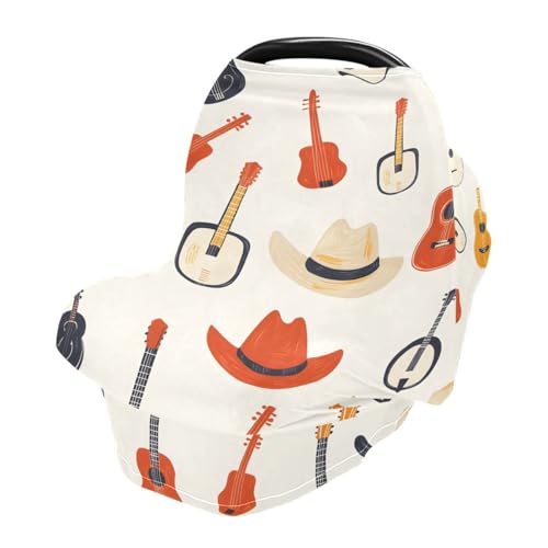 Baby Car Seat Canopy Covers Nursing Cover Stretchy Boys Girls Guitar Hat Carrier Cover Breastfeeding Cover Breathable