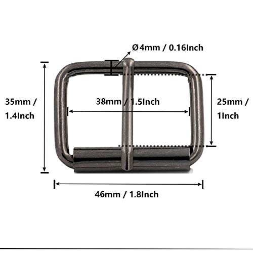 Tianbang Gun 1.5"X1" Inner Size Non Welded Rectangle Buckle With Sliding Pin For Strap Pack Of 8 #TOP4