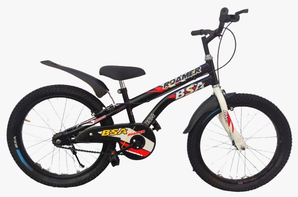 BSA Roamer 20T Single Speed Kids Cycle Power Brake Ranger Bicycle, Children Mountain Bike, Black White, Ideal for 5-8 Years