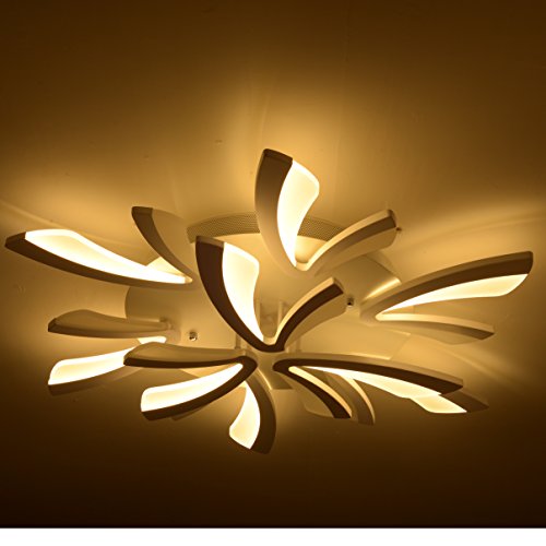 Maso Home, Dimmable 60W Led Acrylic Panel Modern Style Flush Mount Light Ceiling, Light Pendant, Ceiling Lights, White, Integrated With Remote Control (With 9 Light White) #TOP6