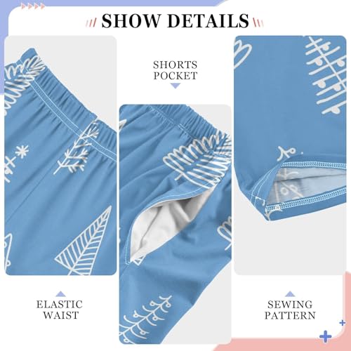 Boys' Pants Christmas Trees Blue Long Bottoms Jogger Pants Elastic Waist Trousers with Pockets S-XL4
