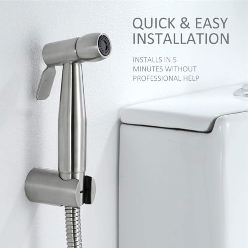 Image of Stainless Steel Heavy Duty Health Faucet, Bidet, 1pc Gun Only, Brushed Finish (Health Faucet - Sprayer, Telephonic Hose, Holder)