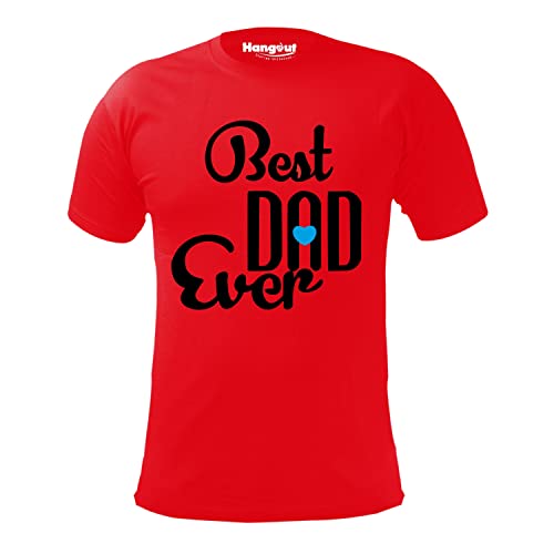 Image of Hangout Hub | Cotton Men's Round Neck Regular Fit T-Shirt Best Dad Ever | Pack of 1 | Family T-Shirt