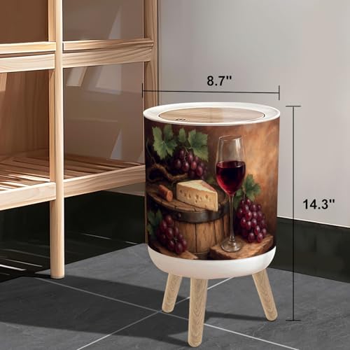 Caneca de basura con tapa y patas de madera 7 L miniatura 3