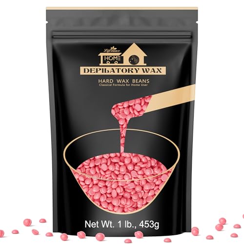 Hard Wax Beans Hair Removal Kit, Lifestance Hard Wax Kit Delilatory Wax Beads for Facial, Brazilian Bikini, Underarms, Back and Chest, Legs At Home Waxing 1lb Pink Wax Refill