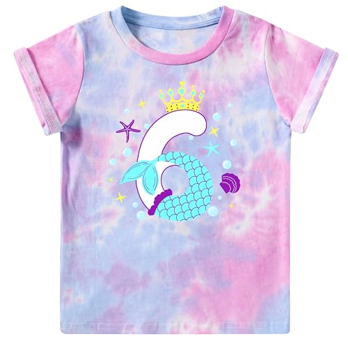 Image of Lovekider Girls Birthday T Shirts Cotton Short Sleeve T-Shirts Tee Party Clothing 3-6 Years