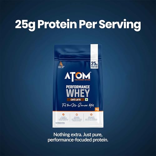 Image of Asitis Nutrition ATOM Performance Whey 1Kg | With Safed Musli & Mucuna Pruriens | For Faster Recovery | Highly Bioavailable | Cafe latte flavor