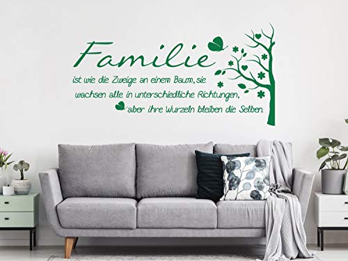 GRAZDesign Wandtattoo Familie Baum Wohnzimmer Spruch Flur Diele Wohnzimmer selbstklebend - 78x40cm / 091 gold