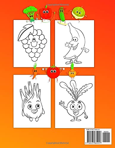 Miniatura 2 de Libro De Colorear Frutas Y Verduras Para Niños Páginas Divertidas Para Colorear Frutas Y Verduras Para Niñas Y Niños Pequeños. Aprender Frutas Y ...