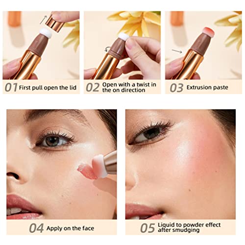 Mysense Liquid Blush Beauty Wand,Gel Cream Blush Stick With Sponge Tip,Blendable Smooth Face Shaping Blush Pen Matte Finish,Lightweight Long Lasting Face Makeup For Cheek Lip,#02 Blush Wand-Peach Pink #TOP2