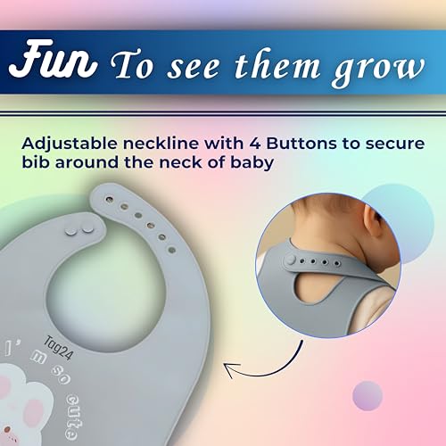 Image of Baby Bib for Feeding and Weaning Babies and Toddlers | Waterproof, Washable, Reusable | Adjustable Neckline with Buttons | Easy to Clean and Non-Messy Design
