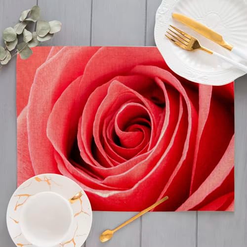 Sets de table lin fleurs macro rose pour une décoration de table romantique