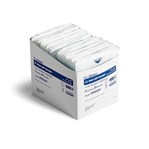 MediChoice IV Drain Split Sponge, Non-Woven, Sterile, Hypoallergenic, 2x2 Inch, White, 1314SPNG5001 (Case of 700) miniatura 1