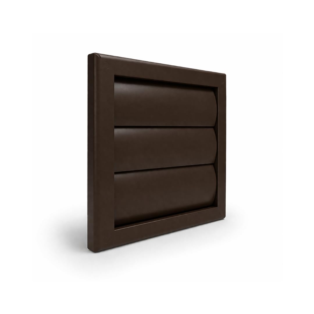 Fantronix Brown Gravity Shutter Vent – 100 Mm (4”) Rear Spigot, 155 X 155 Mm External Wall Vent Cover For Bathroom & Kitchen Extractor Fans