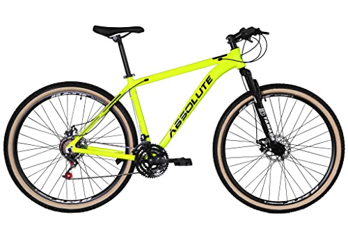 Bicicleta Aro 29 Absolute Nero 4 Cabeamento Interno 24v Freio a Disco Garfo Com Suspensão Mtb 29 Alumínio Pneu com Faixa Bege (21, Amarelo)