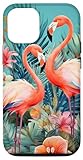 Tropical pink flamingo teal orange wildflower palm