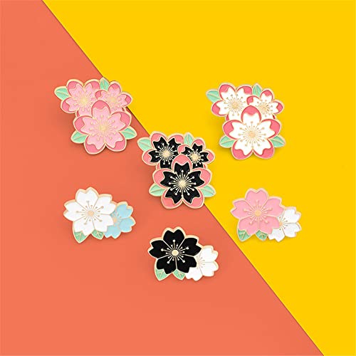 Image of 4pcs Cherry Blossom Brooch Pins Cute Flower Cherry Blossom Enamel Lapel Pin for Teen Girls Women Jewelry Gifts Friendship