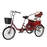 OHHG Bicicleta Tres Ruedas roja 6 velocidades 20 Pulgadas Triciclo Adultos Triciclo Plegable Cesta Carga Picnic Compras Trabajo Hombres Mujeres