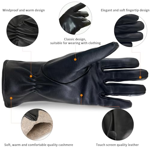 ZLUXURQ Lambskin Touchscreen Driving Gloves