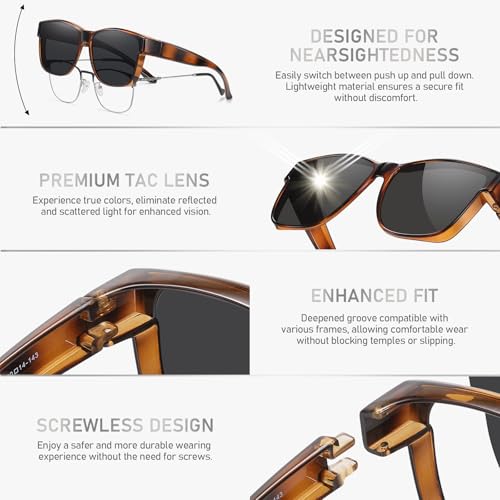 Image of GEGURI Polarized Sunglasses Fit Over Glasses for Men Women, Oversized Square Sun Glasses UV400 Protection Shades