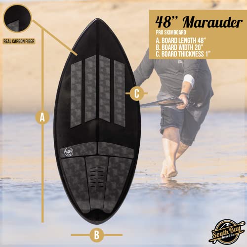 South Bay Board Co. - Pro Skimboard - 48" / 52" Skim Board Shapes - Best Performance Skimboards For Kids & Adults - Durable Poly Compressed Fiberglassed Body, Wax-Free Foam Top Deck Traction #TOP1