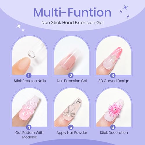 SUPWEE 3D Nail Gel 60G Clear Nail Builder Gel Hard Gel for Nails Large Capacity Solid Builder Gel Modeling Non-Sticky 3D Sculpting Gel for Nail Carving Strengthen Nail Art DIY Nail Supplies at Home