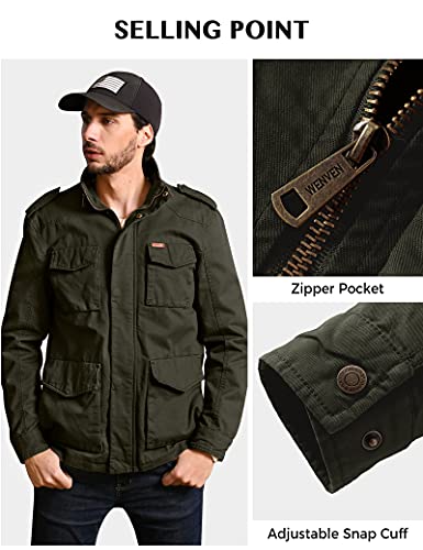 WenVen Men's Lightweight Military Style Jacket Twill Cotton Windbreaker 6