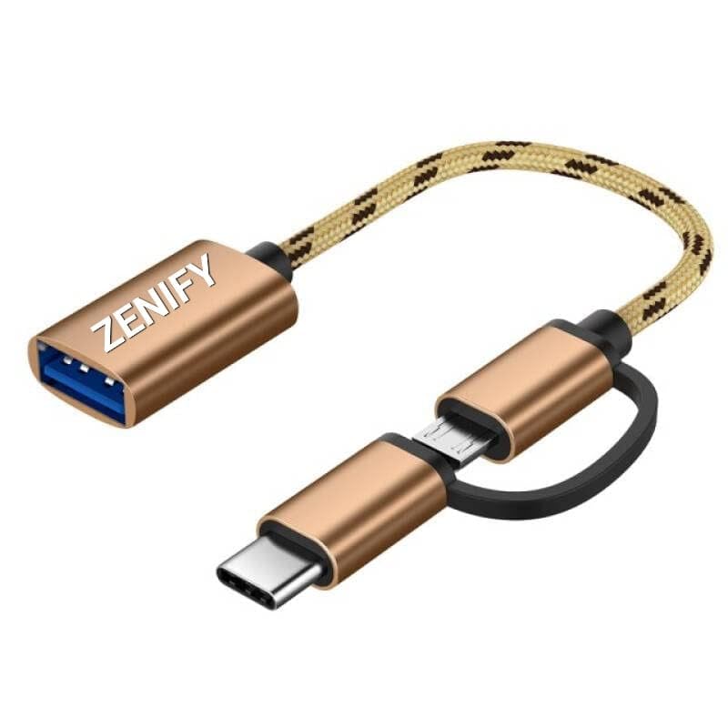 ZENIFY 2 in 1 OTG Gold Cable Adapter Micro USB+USB Type C to USB Female Connector, OTG Pen Drive Adapter to Mobile Connector Type C, Compatible with All Devices (B0D7QDXBLT) Amazon Price History, Amazon Price Tracker