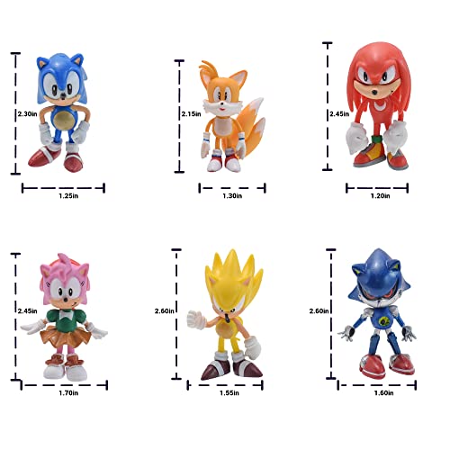 Pantyshka Sonic The Hedgehog Action Figures – Set Of 6 Sonic Party Favors Cake Toppers – Premium Non-Bpa Plastic Sonic Toy For Boys And Girls – Great For Decorations, Toy Collection #TOP1
