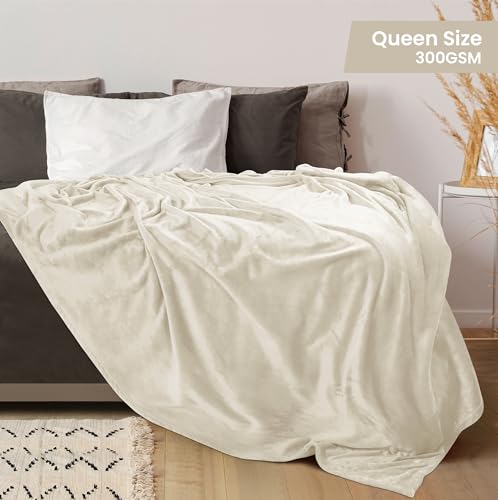 Image of Utopia Bedding Fleece Blanket Queen Size Linen (90x90 Inches) Ultra Soft Warm Lightweight Microfiber Breathable Anti-Static Cozy Bed Blanket, All-Season Home Decor Gift for Men & Women