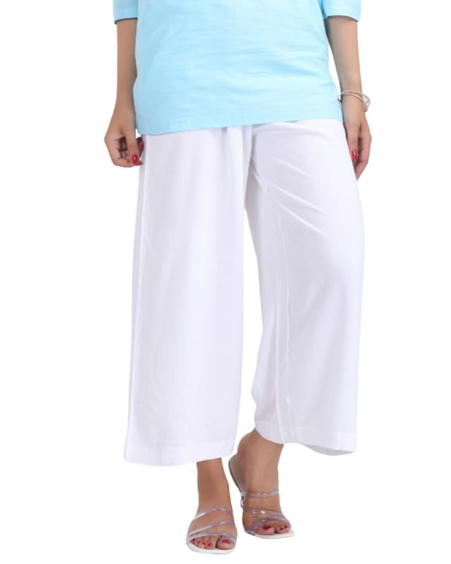 Image of Mlada Rayon Palazzo Pants for Women | Palazzo Pant for Women | Palazzo for Office Wear | Mid Rise Palazzo Pants | Regular Fit Palazzo Pants for Women | Relaxed Palazzo Pants | Solid Palazzo Pants